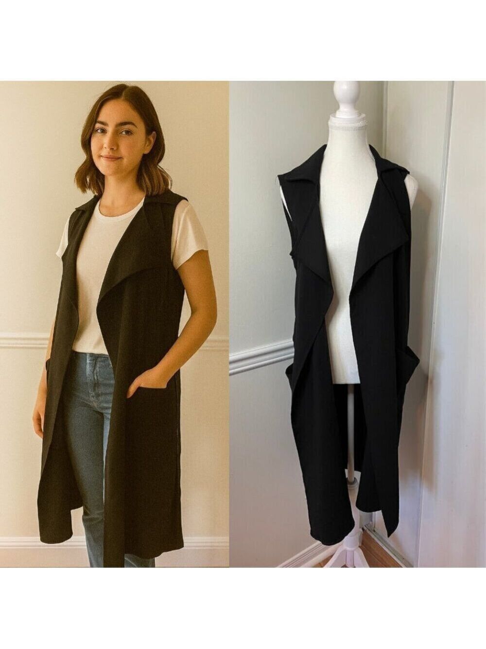🐈Costes Long Duster Vest with Pockets M